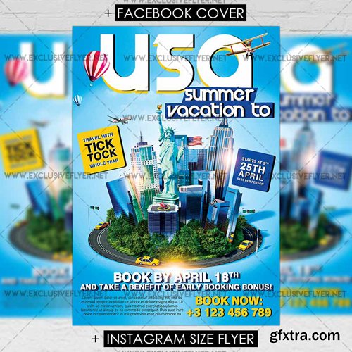 Vacation to USA - Premium A5 Flyer Template Vacation to USA - Premium A5 Flyer Template
