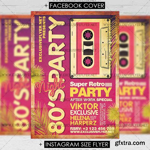 80s Party - Premium A5 Flyer Template 80s Party - Premium A5 Flyer Template