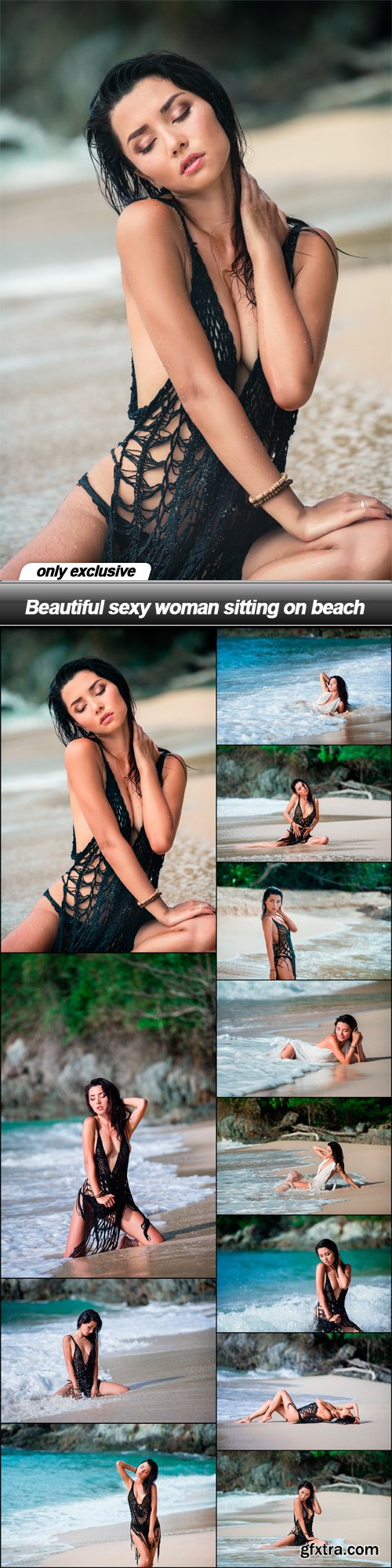 Beautiful sexy woman sitting on beach - 12 UHQ JPEG