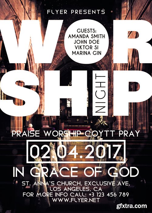 Worship Night - Premium A5 Flyer Template Worship Night - Premium A5 Flyer Template