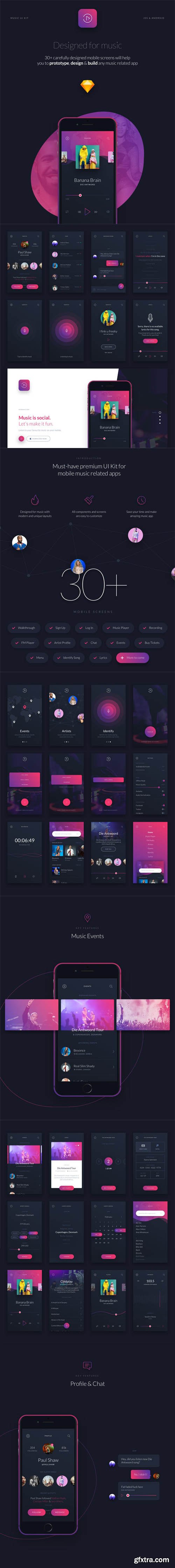 Music UI/UX Mobile App Kit Music UI/UX Mobile App Kit