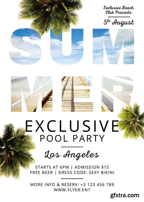 Summer Exclusive Pool Party - Premium A5 Flyer Template Summer Exclusive Pool Party - Premium A5 Flyer Template