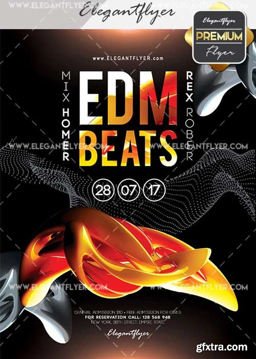 Edm Beats V2 Flyer PSD Template + Facebook Cover