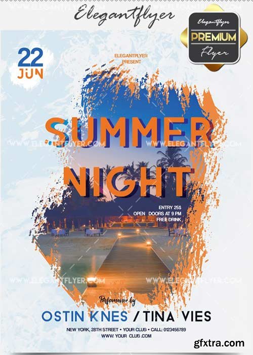 Summer Night V17 Flyer PSD Template + Facebook Cover
