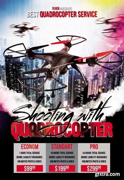 Shooting with Quadrocopter - Premium A5 Flyer Template