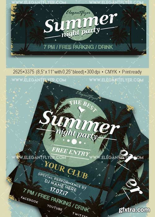 Summer Night Party V32 Flyer PSD Template + Facebook Cover