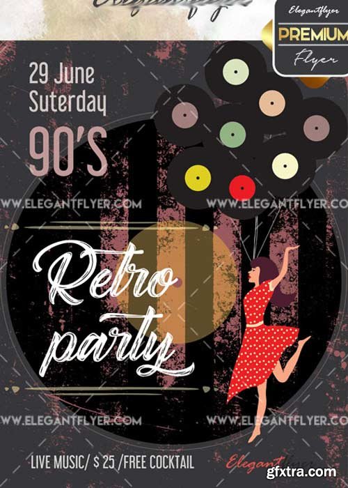 Retro Party V29 Flyer PSD Template + Facebook Cover
