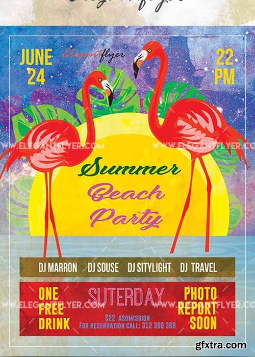 Summer Beach Party V31 Flyer PSD Template + Facebook Cover