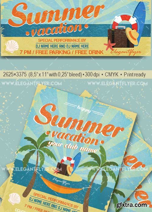 Summer Vacation V9 Flyer PSD Template + Facebook Cover