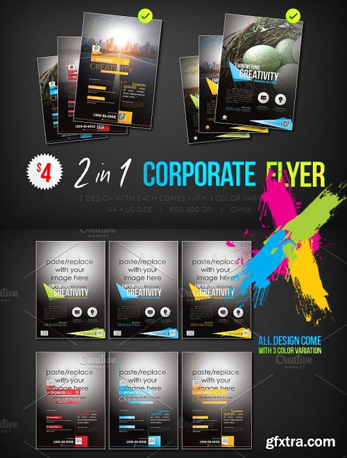 CM - Corporate Flyers Psd Template 2 in 1 1592792