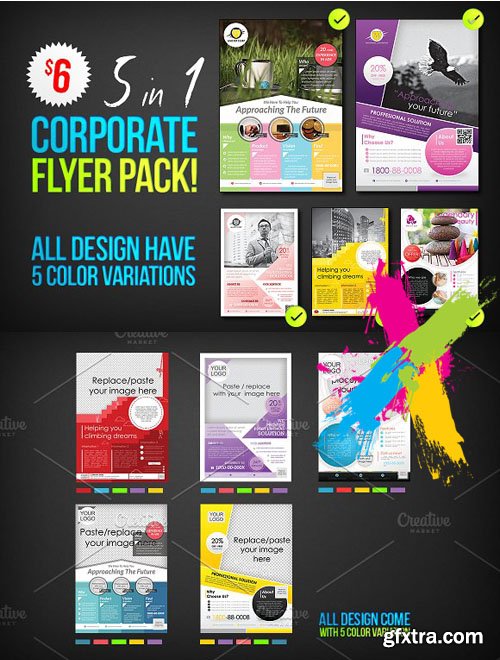 CM - Corporate Flyers Psd Template 5 in 1 1592513