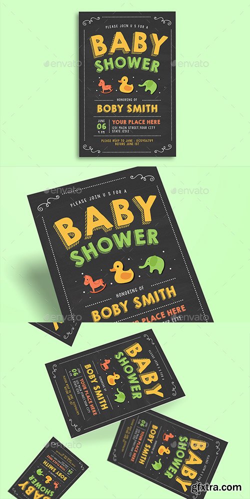 GR - Baby Shower Invitation Chalkboard Style 20115022