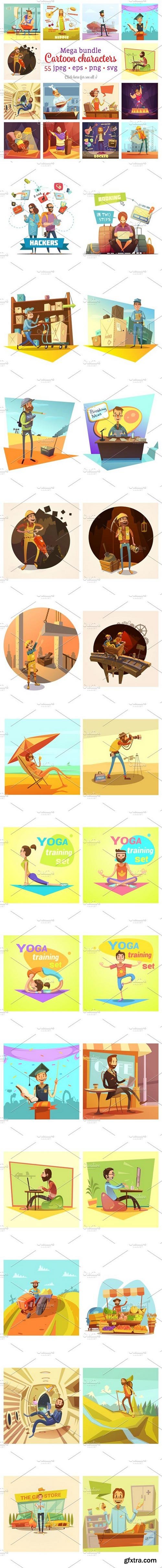 Mega Cartoon Characters Set 55xEPS 1493630