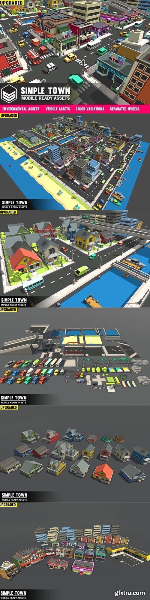 Simple Town - Cartoon Assets VR / AR / low-poly 3D model