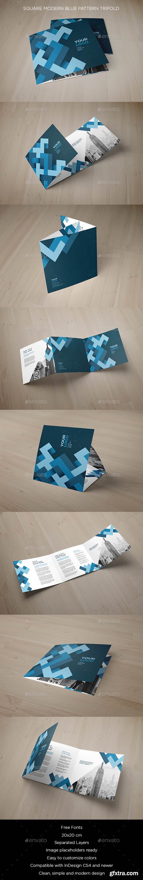 GR - Square Modern Blue Pattern Trifold 20134201 GR - Square Modern Blue Pattern Trifold 20134201