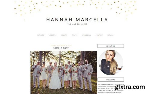 Gold Hearts Blogger Template - CM 431572