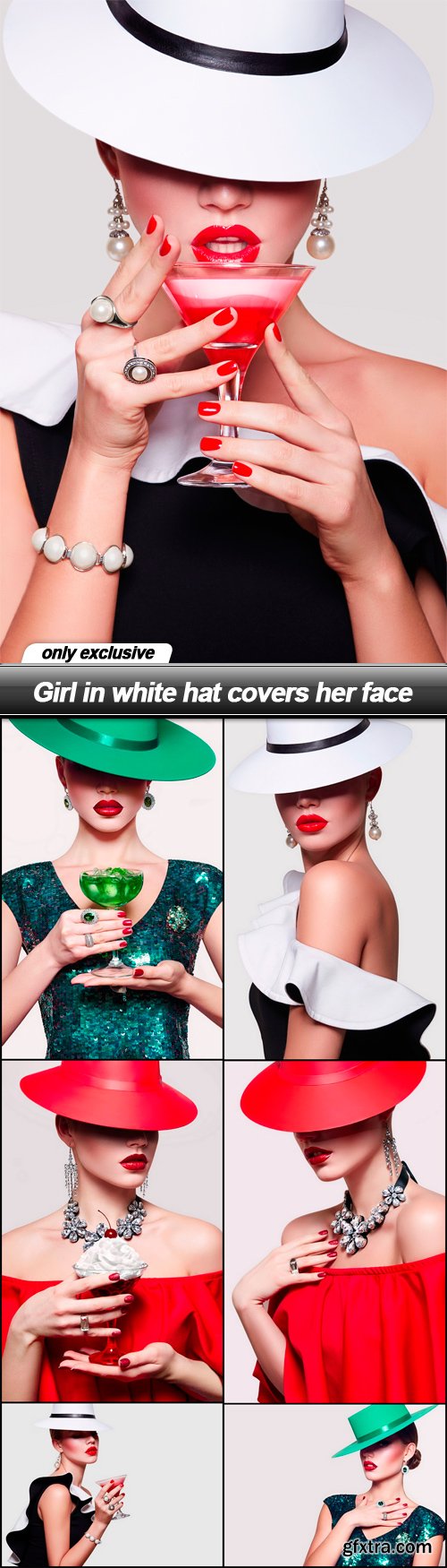 Girl in white hat covers her face - 7 UHQ JPEG