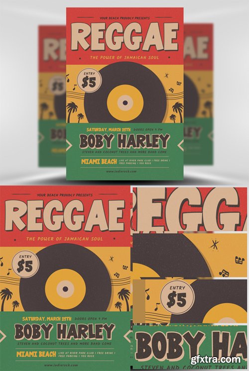 Retro Reggae Music Party Flyer Template Retro Reggae Music Party Flyer Template