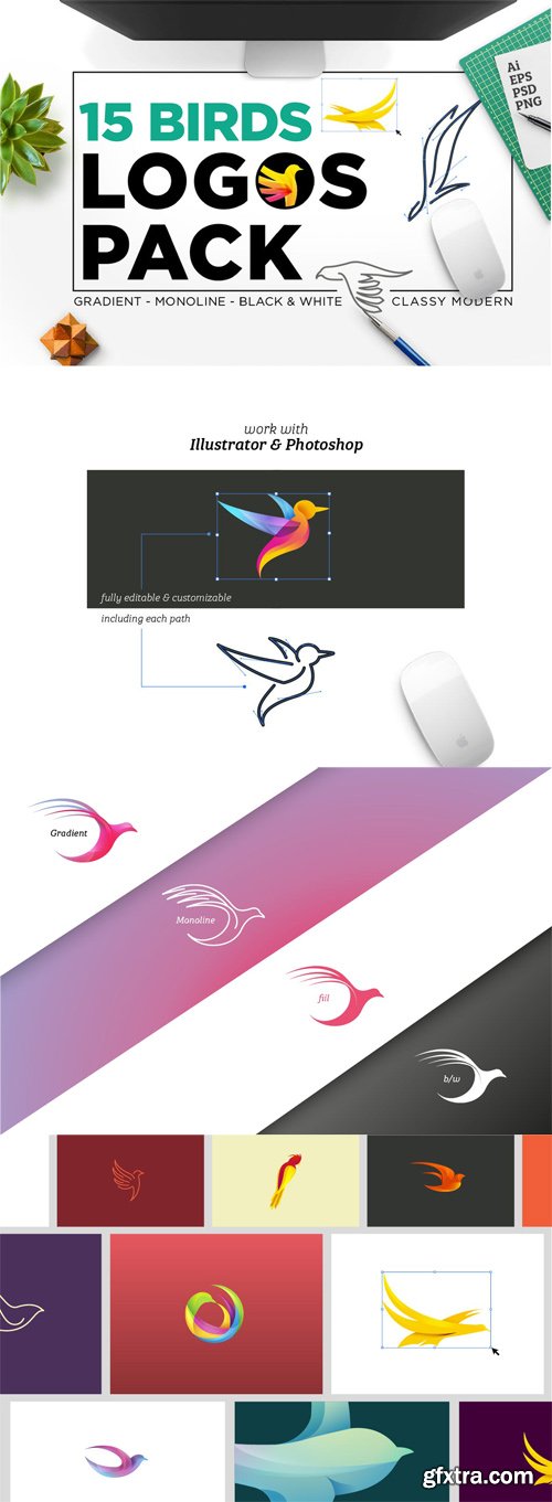 15 Birds Logo Pack