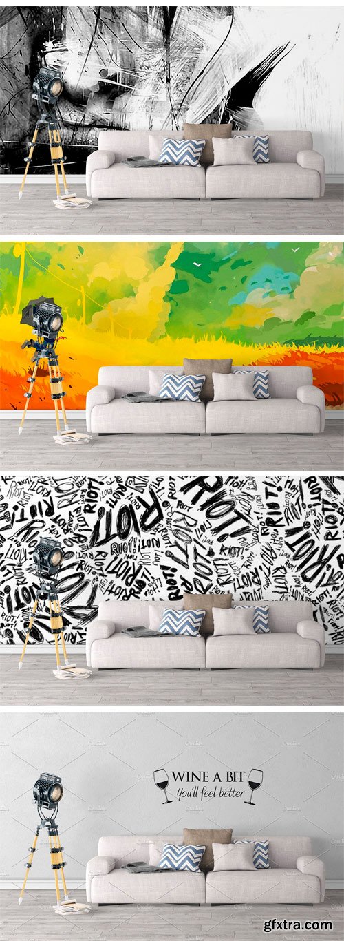 CM 1501582 - Wall Mockup - Sticker Mockup Vol 464