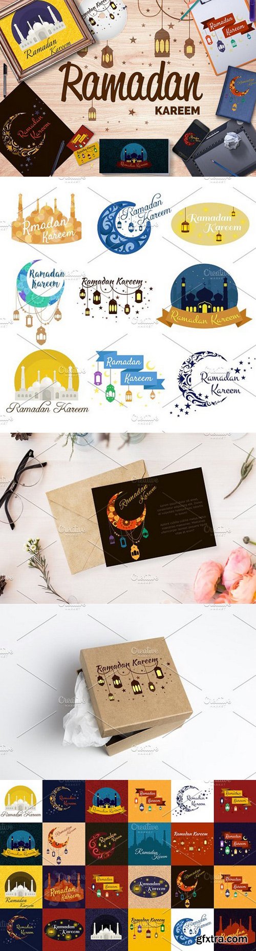Happy Ramadan Kareem Greeting Cards 60xEPS