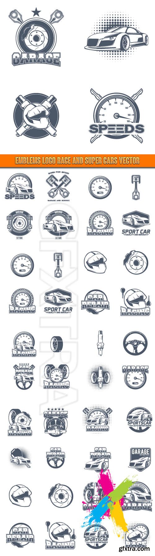 Emblems logo race and super cars vector