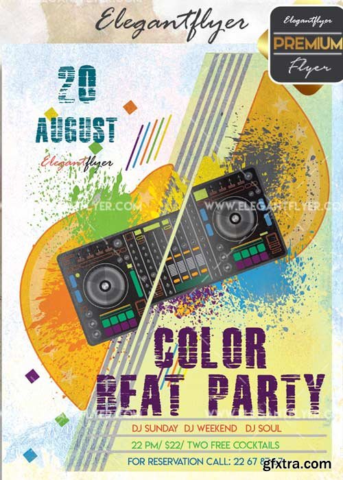 Color Beat Party V28 Flyer PSD Template + Facebook Cover