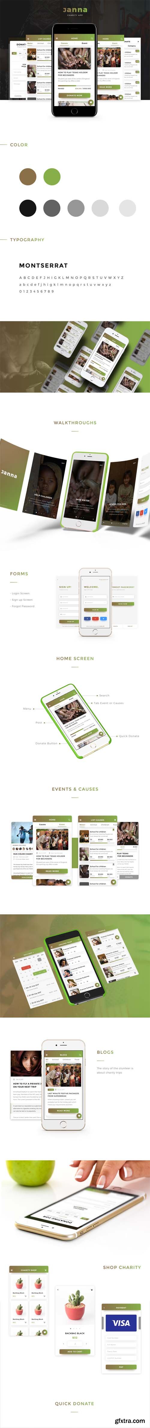 Janna Charity Mobile UI Kit Janna Charity Mobile UI Kit