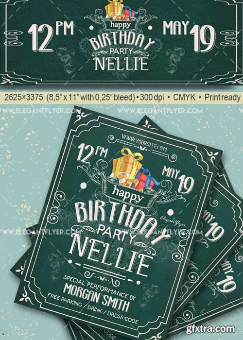 Birthday Party V6 Flyer PSD Template + Facebook Cover