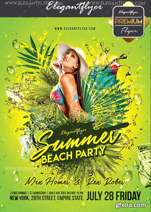 Summer Beach Party V33 Flyer PSD Template + Facebook Cover