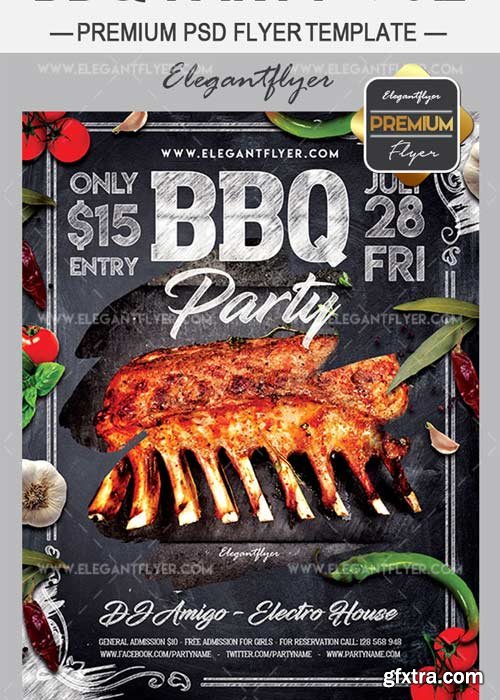 BBQ Party V02 Flyer PSD Template + Facebook Cover