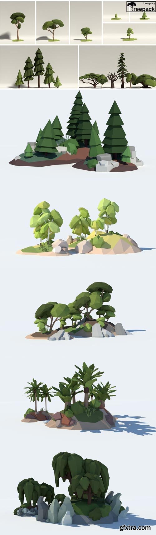 Low Poly Tree Pack VR / AR / low-poly 3D model
