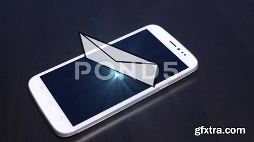 Hologram Of Message On Smart Phone. Futuristic Technology Hologram Of Message On Smart Phone. Futuristic Technology