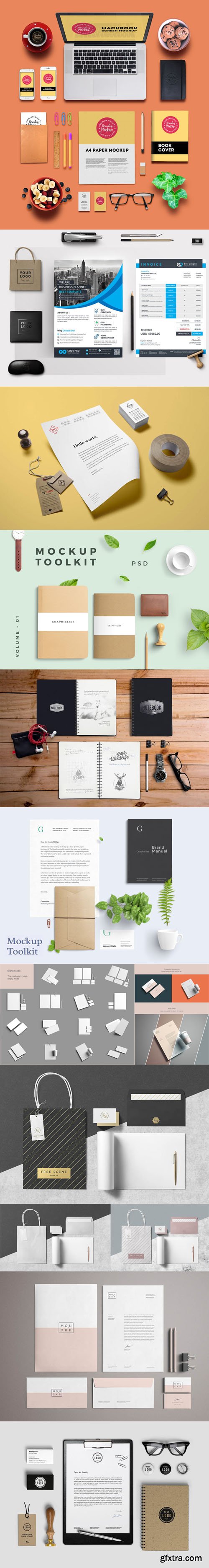 Branding Identity Stationary PSD Mockup Toolkit Bundle