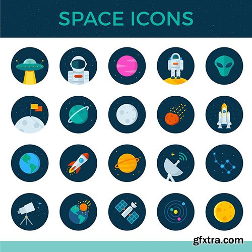 AI, EPS, PNG, SVG, Vector Icons - 20 Space Icons