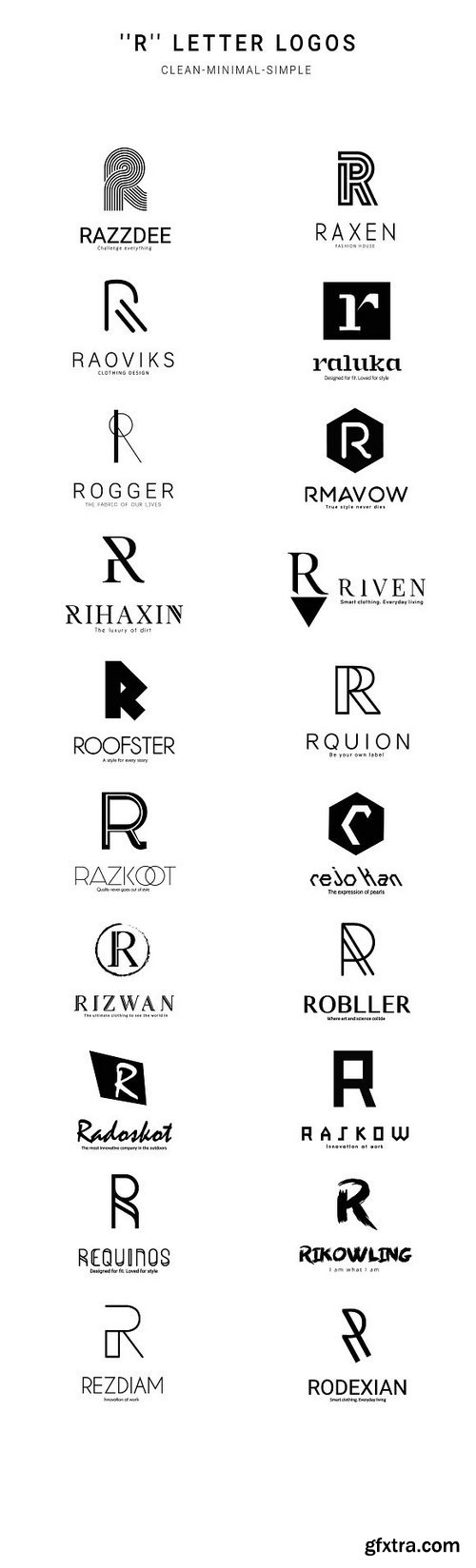 CM - 20 "R" Letter Alphabetic Logos 1325266