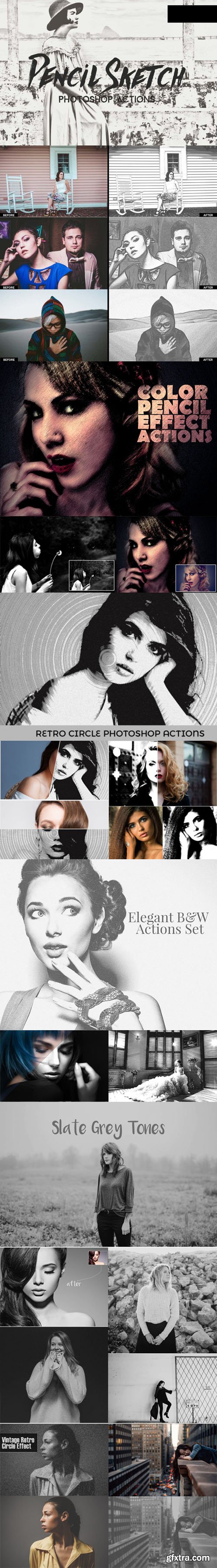 B/W & Pencil Sketch Photoshop Actions Collection