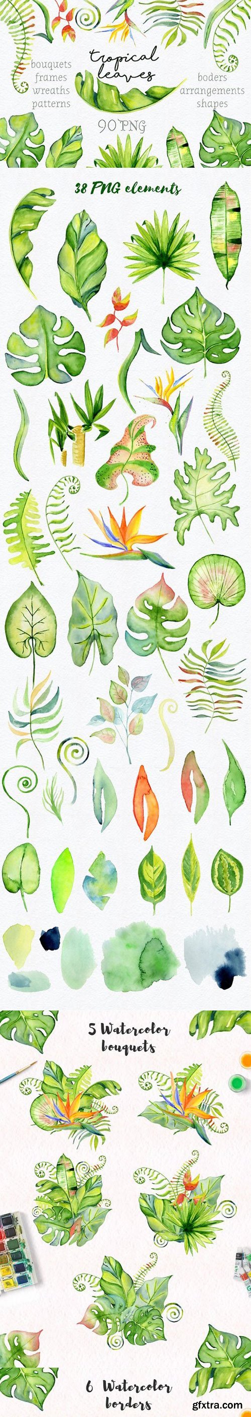 CM - Tropical leaves Watercolor clipart 1635666