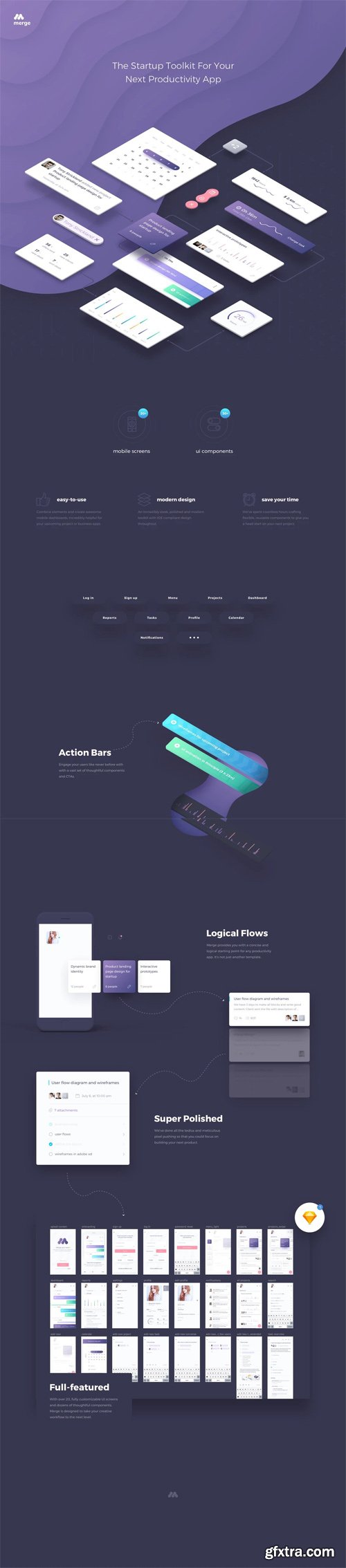 MERGE Mobile Startup Toolkit for your next productivity app designed in Sketch MERGE Mobile Startup Toolkit for your next productivity app designed in Sketch