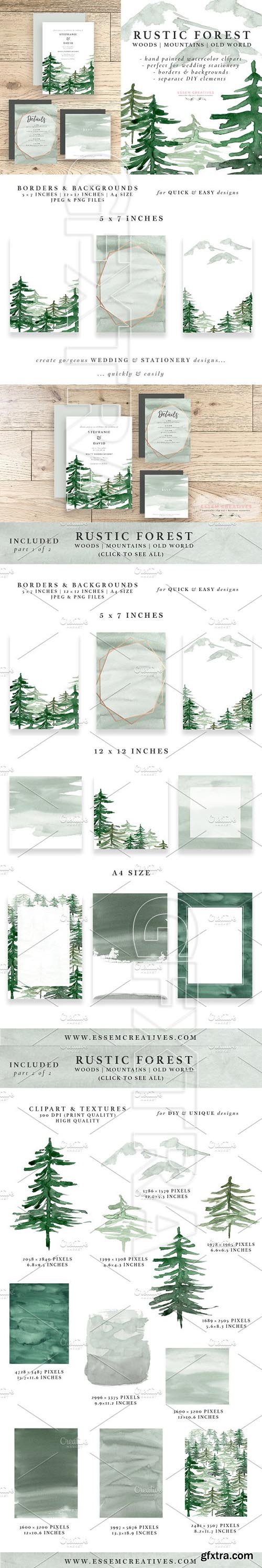 CM - Rustic Forest Watercolor Backgrounds 1694418