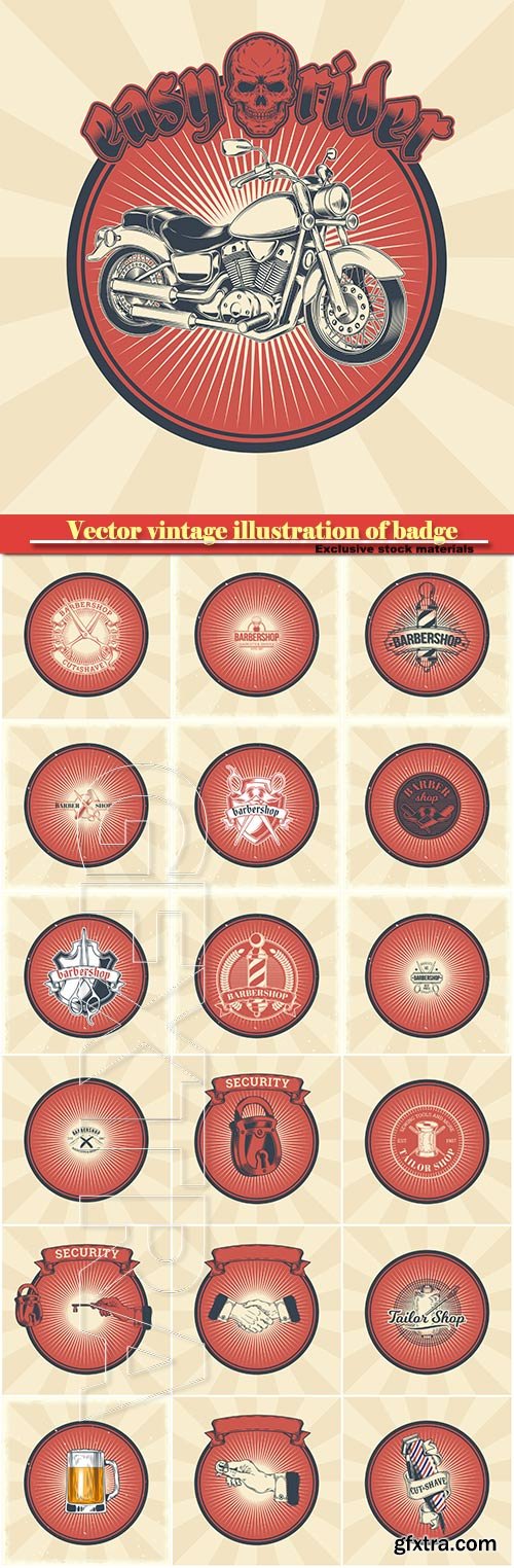 Vector vintage illustration of badge, sticker in grunge style