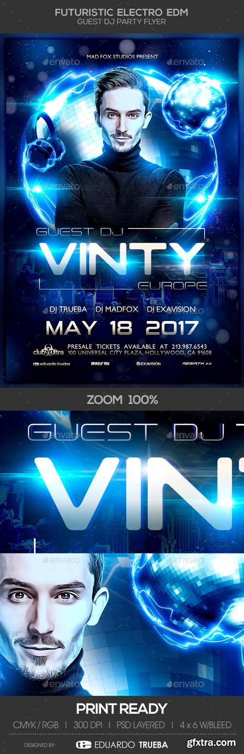 GR - Futuristic Electro EDM Guest Dj Party Flyer 20469419