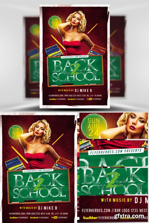 Back to School Party Flyer Template 2017