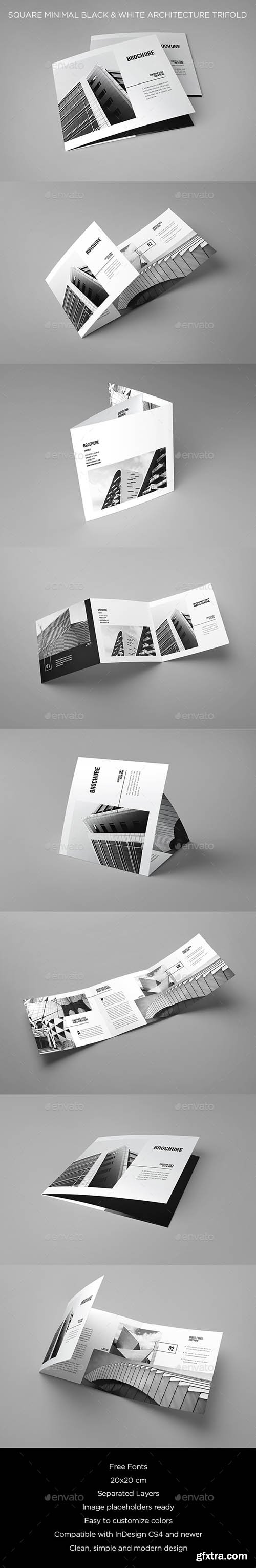 GR - Square Minimal Black & White Architecture Trifold 20512196