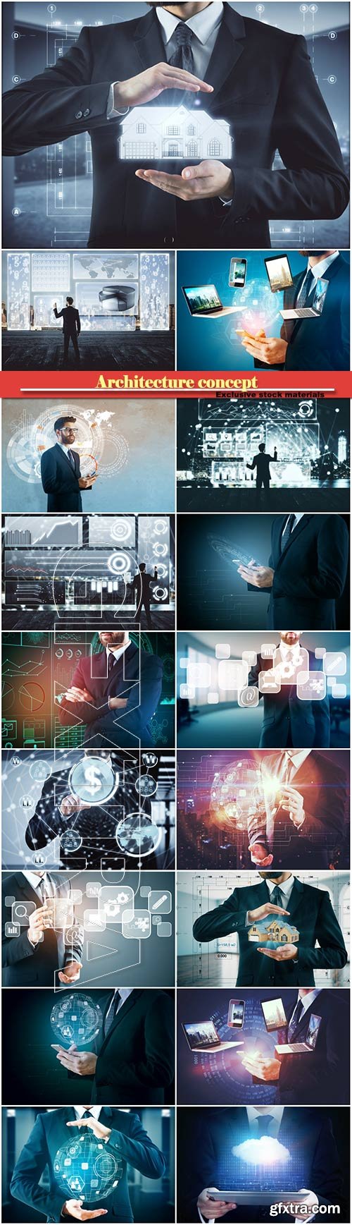 Architecture Concept, Businessman Holding House Model 17xJPG