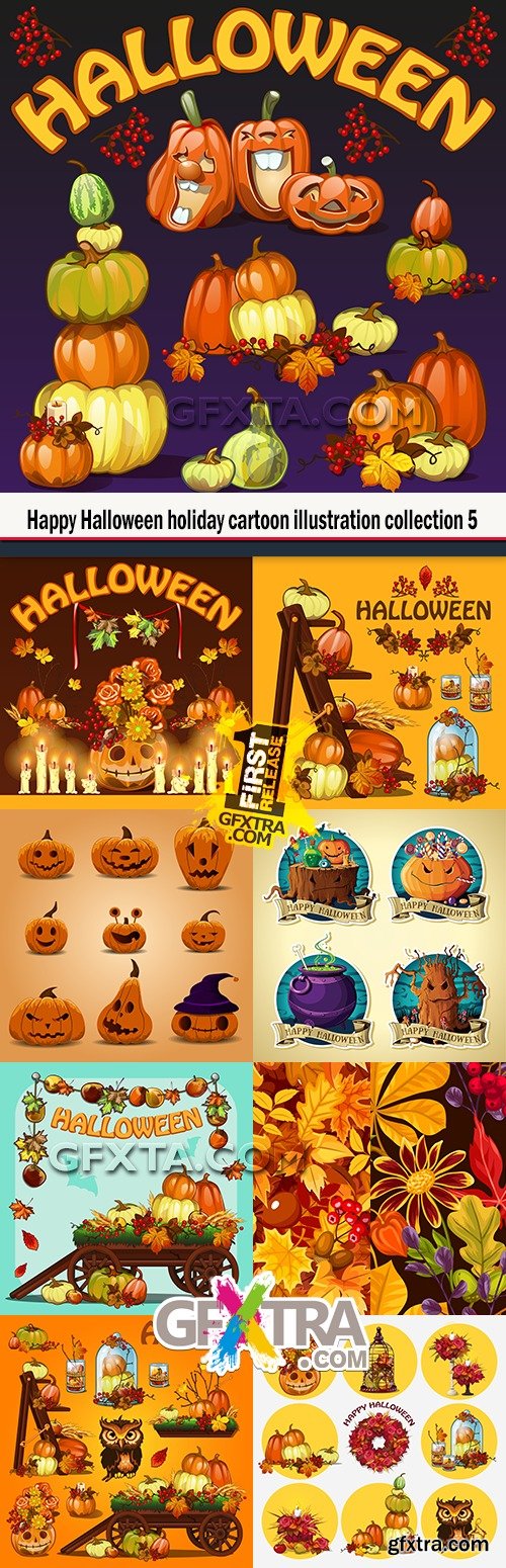 Happy Halloween holiday cartoon illustration collection 5