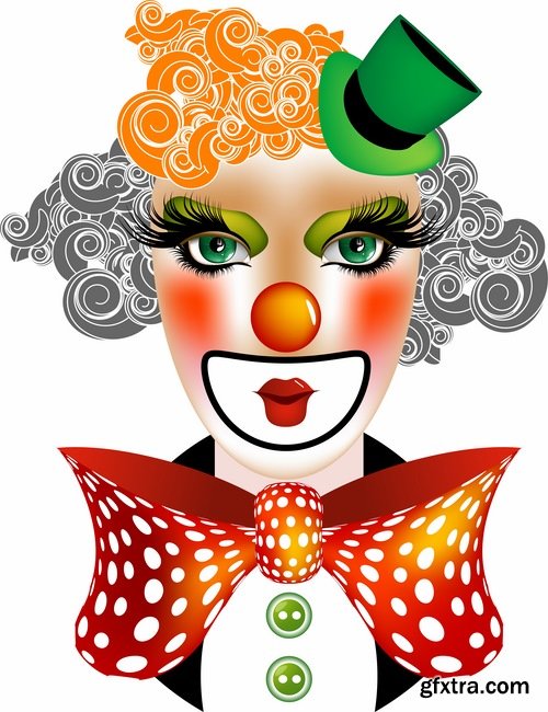 vector illustration image joke clown cap cartoon character 2-25 eps
