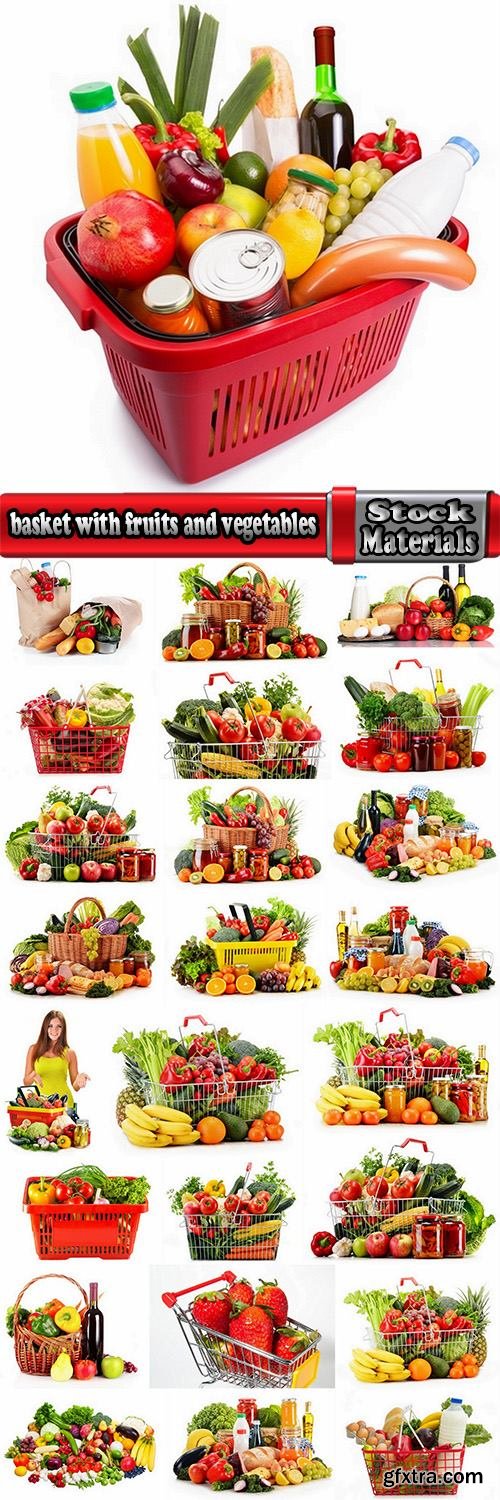 basket with fruits and vegetables supermarket shopping 25 HQ Jpeg