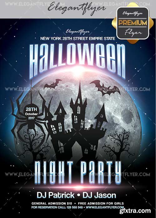 Halloween Night Party V04 Flyer PSD Template + Facebook Cover