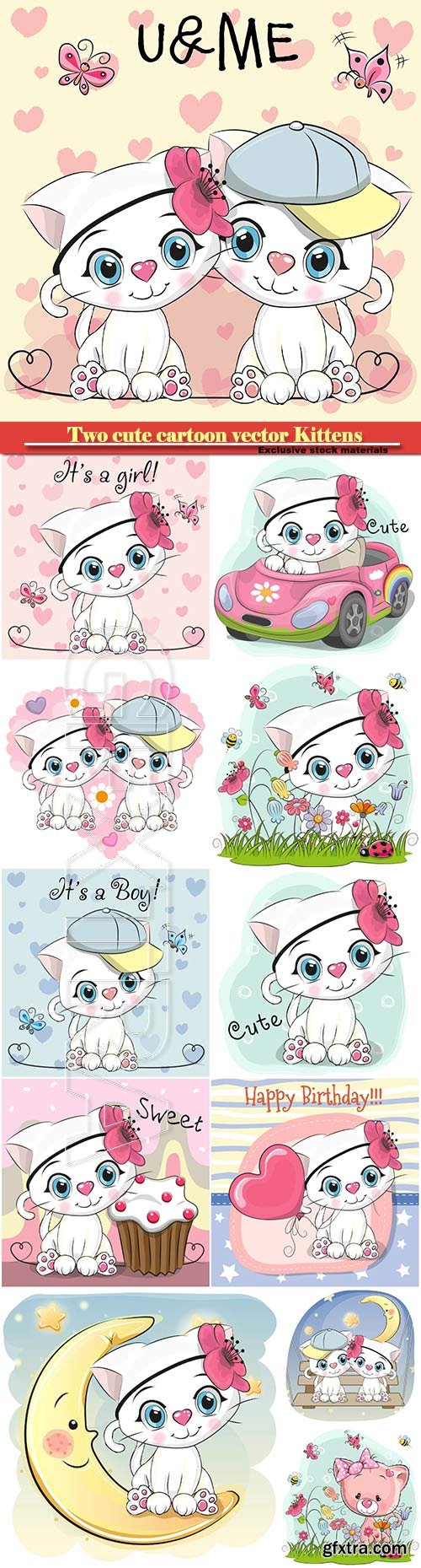 Two cute cartoon vector Kittens